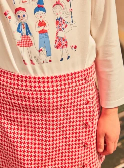 Skirt, Shorts-Sergent Major Barbapapa pink and red houndstooth print skort