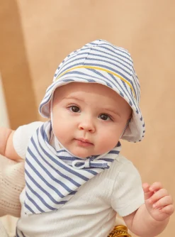 Hat, Mittens-Sergent Major Beanie hat in striped terry towelling