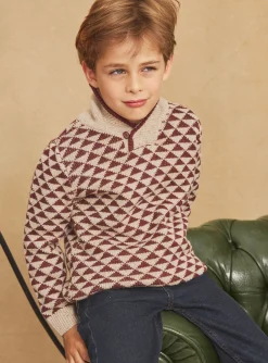 Knitwear, Sweater, Cardigan-Sergent Major Beige and brown jacquard sweater