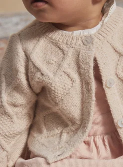 Knitwear, Sweater, Cardigan | Knitwear, Sweater, Cardigan-Sergent Major Beige cable-knit cardigan