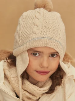 Beany, Scarf, Gloves-Sergent Major Beige knitted cap with pompon