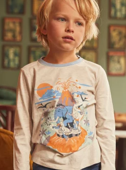 T-shirt, Polo Shirt-Sergent Major Beige t-shirt with prehistoric animal motif