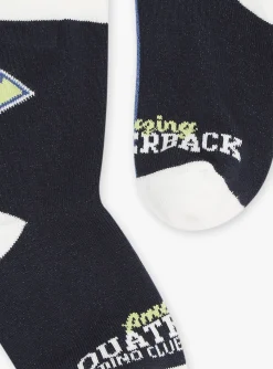 Underwear & Socks-Sergent Major Black and slate blue jersey socks