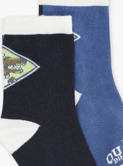 Underwear & Socks-Sergent Major Black and slate blue jersey socks