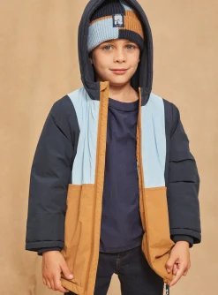 Coat, Parka, Jacket-Sergent Major Blue and beige reflective hooded parka
