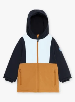 Coat, Parka, Jacket-Sergent Major Blue and beige reflective hooded parka