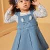 Romper, Jumpsuit & Outfit | Romper, Jumpsuit & Outfit-Sergent Major Blue and ecru bodysuit and pinafore dress set