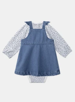 Romper, Jumpsuit & Outfit | Romper, Jumpsuit & Outfit-Sergent Major Blue and ecru bodysuit and pinafore dress set