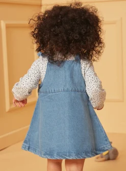 Romper, Jumpsuit & Outfit | Romper, Jumpsuit & Outfit-Sergent Major Blue and ecru bodysuit and pinafore dress set