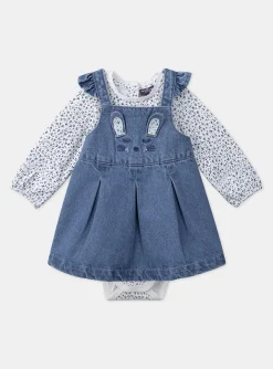 Romper, Jumpsuit & Outfit | Romper, Jumpsuit & Outfit-Sergent Major Blue and ecru bodysuit and pinafore dress set