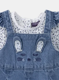 Romper, Jumpsuit & Outfit | Romper, Jumpsuit & Outfit-Sergent Major Blue and ecru bodysuit and pinafore dress set