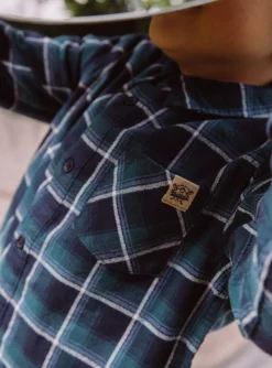 Shirt-Sergent Major Blue and emerald green plaid shirt