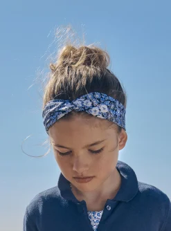 Hat, Scarf-Sergent Major Blue and white headband with floral print