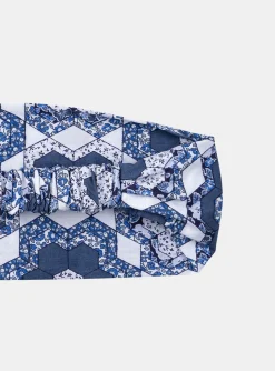 Hat, Headband, Scarf | Hat, Headband, Scarf-Sergent Major Blue and white headband with floral print