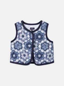Knitwear, Sweater, Cardigan | Knitwear, Sweater, Cardigan-Sergent Major Blue and white quilted sleeveless jacket