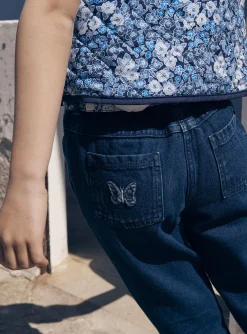 Trousers, Jeans And Legging-Sergent Major Blue carrot jeans with floral print belt