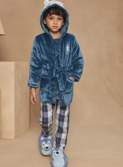 Pajamas-Sergent Major Blue hooded robe