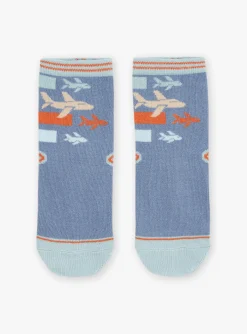 Underwear & Socks-Sergent Major Blue socks with aircraft print
