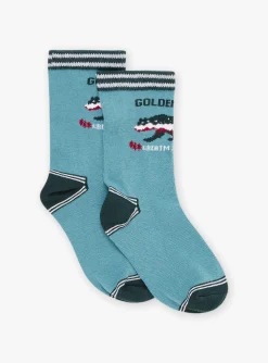 Underwear & Socks-Sergent Major Blue socks with bear jacquard