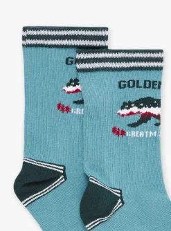Underwear & Socks-Sergent Major Blue socks with bear jacquard