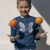 Knitwear, Sweater, Cardigan-Sergent Major Blue sweatshirt with embroidered butterfly motif