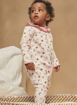 Pajamas & Rompers | Pajamas & Rompers-Sergent Major Blush romper with stars, moons, rainbows and flowers print