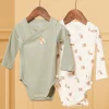 Bodysuit-Sergent Major 2 bodysuits in ecru and khaki cotton