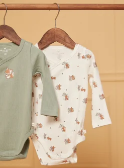 Bodysuit-Sergent Major 2 bodysuits in ecru and khaki cotton