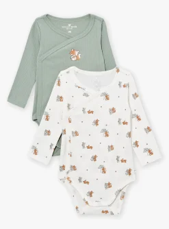 Bodysuit-Sergent Major 2 bodysuits in ecru and khaki cotton