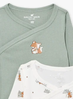 Bodysuit-Sergent Major 2 bodysuits in ecru and khaki cotton