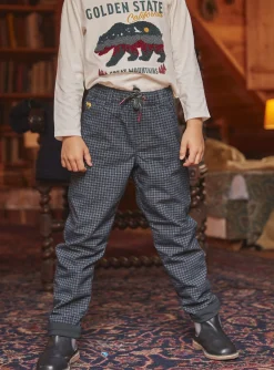 Trousers, Jeans-Sergent Major Bottle-green plaid pants