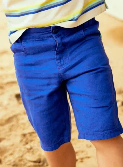 Bermuda Shorts-Sergent Major Child boy midnight blue linen shorts