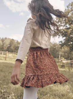 Skirt, Shorts-Sergent Major Cinnamon ruffled skirt with floral print