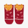 Socks & Tights | Socks & Tights-Sergent Major Dark red socks with floral motif and animal head