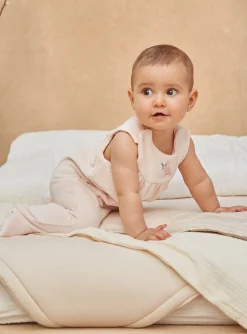 Suits And Ensembles-Sergent Major Ecru and dragee pink velvet and tubique nightwear set