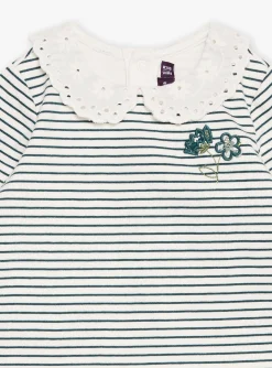 Body | Body-Sergent Major Ecru and emerald green bodysuit with stripe print