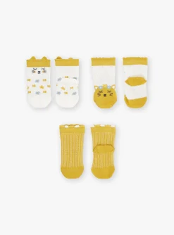 Socks & Tights | Socks & Tights-Sergent Major 3 ecru and mustard socks