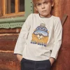 T-shirt, Polo Shirt-Sergent Major Ecru beaver T-shirt with holographic effect