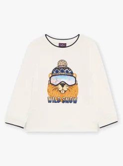 T-shirt, Polo Shirt-Sergent Major Ecru beaver T-shirt with holographic effect