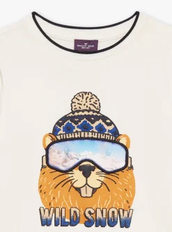 T-shirt, Polo Shirt-Sergent Major Ecru beaver T-shirt with holographic effect