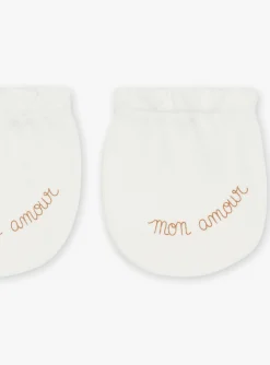 Hat, Mittens-Sergent Major Ecru birth mittens in organic cotton