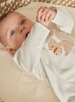 Baby Jumpsuits-Sergent Major Ecru corduroy romper in organic cotton and recycled polyester