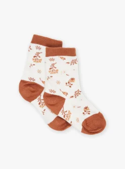 Underwear, Socks, Tights-Sergent Major Ecru floral-print socks