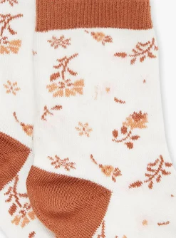 Underwear, Socks, Tights-Sergent Major Ecru floral-print socks