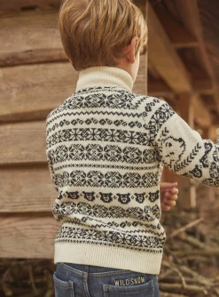 Knitwear, Sweater, Cardigan-Sergent Major Ecru jacquard cardigan
