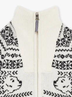 Knitwear, Sweater, Cardigan-Sergent Major Ecru jacquard cardigan