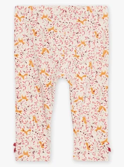Trousers, Jeans | Trousers, Jeans-Sergent Major Ecru leggings with floral and fox prints