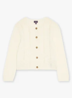 Knitwear, Sweater, Cardigan-Sergent Major Ecru long-sleeved cardigan