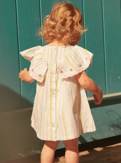Dress | Dress-Sergent Major Ecru striped poplin dress and bloomer set