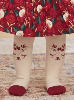 Socks & Tights | Socks & Tights-Sergent Major Ecru tights with animal head jacquard